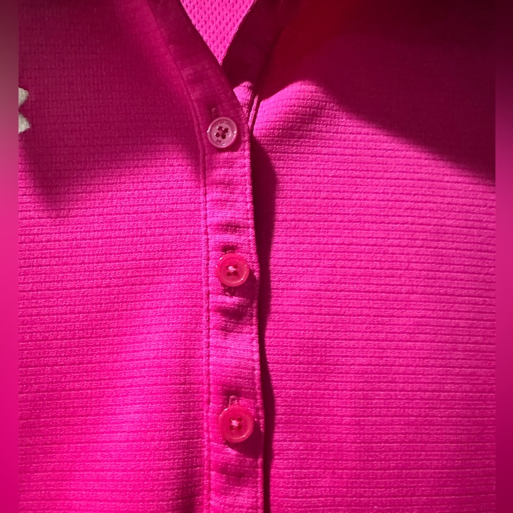 Under Armour Women's Pink Fitted Rival Polo Top - Size XS - Picture 6 of 7
